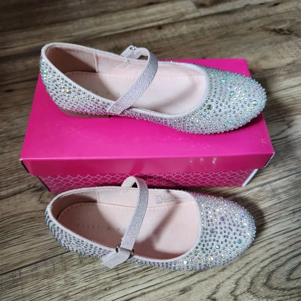 Kelly & Katie Lil Elle Flat -- Girls' Size 12 -- Rhinestones -- Blush Sparkle